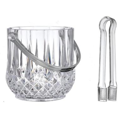 Imagem de Balde com alça e pinça, refrigerador de vinho e banheira de bebidas de festa, balde de gelo de grau alimentício de acrílico transparente, banheira de armazenamento de 37 oziter,