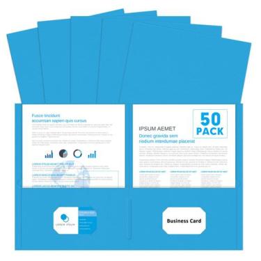 Imagem de Pastas de bolso PANDRI, pacote 50, 2 pastas de bolso, azul claro