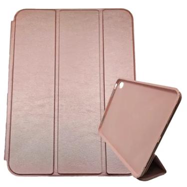 Imagem de Capa Capinha Compatível Com Apple Tablet Ipad 10 Geração 2022 Tela 10.9 Três Dobras Aveludada Cor:rose