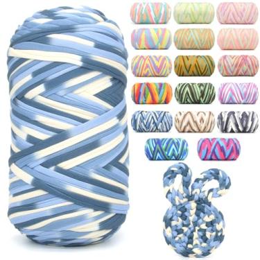 Imagem de Camiseta de 400 g para crochê, camiseta arco-íris, tecido elástico macio, grosso, grosso, fio de crochê para crochê, tricô iniciante, tricô manual para bolsa/artesanato faça você mesmo/decoração de