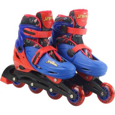 Imagem de Kit Patins Inline 4 Rodas Tamanho 36/39 Homem Aranha - Bbr