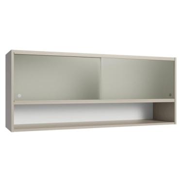 Imagem de Armário Aéreo 2 Portas de Correr de Vidro Pontilhado e 1 Nicho Crema Nice Madesa