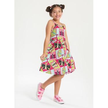 Imagem de Vestido Alcinha Verão Menina Pink Borboletas Geométricas - Molekada, 2