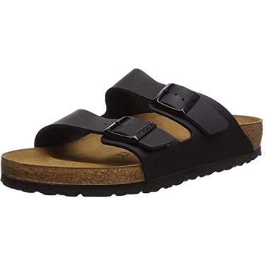 Imagem de Birkenstock Arizona Sandália de couro macia com palmilha, Couro lubrificado preto, 12-12.5 Women/10-10.5 Men