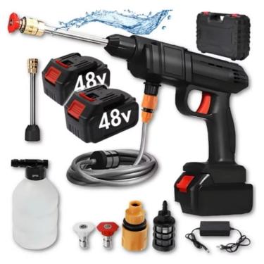 Imagem de Lavadora de Alta Pressão Portátil Recarregável – Sem Fio, Bivolt – Vap Multiuso para Carros, Calçadas, Jardim e Limpeza Externa com Jato Forte e Alta Mobilidade