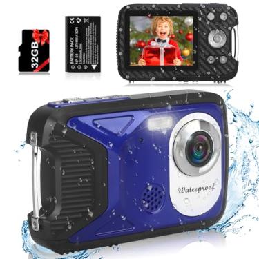 Imagem de Câmera digital à prova d'água com cartão de 32 GB HD 1080p 36 MP câmera digital subaquática para crianças, adolescentes, estudantes, meninos e meninas (vermelho)