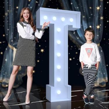 Imagem de Tenda para letreiro de 1,8 m - letras grandes iluminadas com LED branco frio, letreiro de placa de espuma fácil de montar com suporte traseiro para aniversário, casamento, decoração de festa