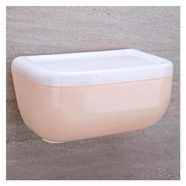 Imagem de Capa de caixa de lenços sem perfuração, suporte de papel higiênico, suporte de armazenamento, toalha, cozinha, banheiro (rosa)