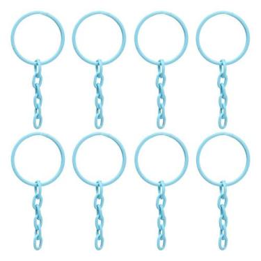 Imagem de Argola Com Corrente Para Chaveiro Azul Bebê - 100 Uni