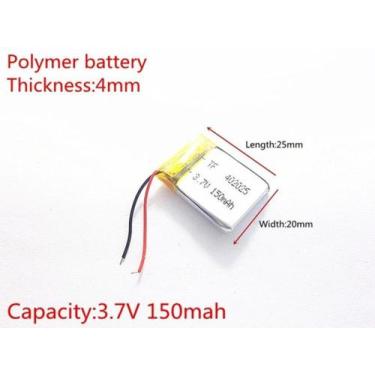 Imagem de Bateria 3,7v  150mah 4mm X 20mm X 25mm 2 Fios 402025 - bgb