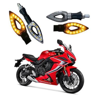 Imagem de Kit 4 Setas Esportivas Led P01C Carbono Modelo Flecha vazado Moto CBR 