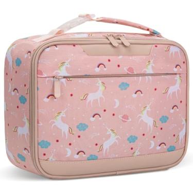 Imagem de Tuwubi Lancheira infantil isolada para crianças pequena lancheira para meninos/meninas lancheira durável para escola, unicórnio rosa 10 latas (6,2L)