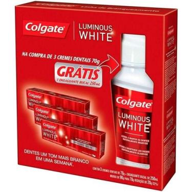 Imagem de Kit c/ 3 Creme Dental Luminous White + Enxaguante Bucal, - Colgate
