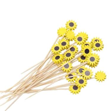 Imagem de Espetos descartáveis de girassol, palitos de bambu, aperitivo, palitos de frutas, sanduíche, sobremesa, palitos longos para festa de aniversário, decoração de alimentos, bebidas, decoração de