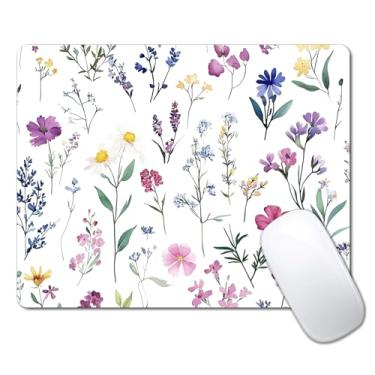 Imagem de Mouse pad floral aquarela flores silvestres para mesa, computador portátil pequeno mouse pad para laptop sem fio, 24 cm x 20 cm design base de borracha antiderrapante mousepad superfície lisa para
