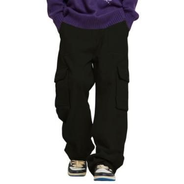 Imagem de Calças cargo ZAFUL Flat Pocket Parachute para homens pretas XXL