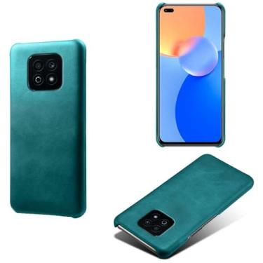 Imagem de Capa para Honor Play 5 Vitality,Proteção contra quedas,Casca de volta de cor sólida simples,Design de couro de imitação de plástico-Green