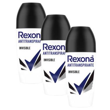 Imagem de Kit 3 Desodorante Antitranspirante Rexona Invisible Roll-on com 50ml