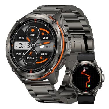 Imagem de KOSPET Tank T3 Ultra Smartwatch, 50M à prova de água, GPS, bússola, pressão do ar, altitude, aço inoxidável completo, chamada Bluetooth, ecrã AMOLED sempre activo de 1,43'', voz AI Banda de Metal