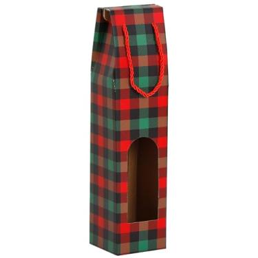 Imagem de SACOLA CX PLUS DE PAPEL P/VINHO XADREZ URSO NATAL