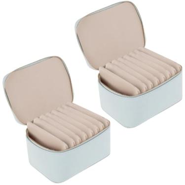 Imagem de XYDHQS 2 organizadores de joias de viagem, caixa de joias de poliuretano com 16 bolsas de veludo com zíper, caixa portátil para anéis, brincos, colares, presentes de beleza para mulheres e meninas