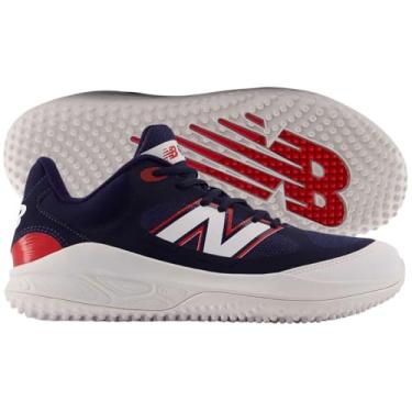 Imagem de New Balance Fresh Foam 3000 V7 Turf-Trainer Tênis de beisebol masculino, Branco/Team Red/Team Navy, 47