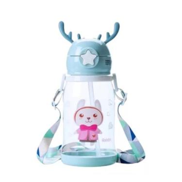 Imagem de Garrafinha Infantil Água Suco Garrafa Criança Canudo Sortido - Minutob