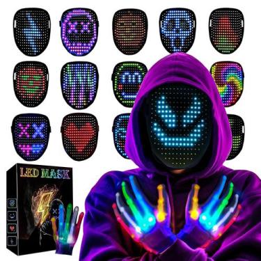 Imagem de Fantasia de luvas de máscara LED de Halloween para adultos/adolescente