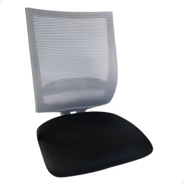 Imagem de Kit Assento Estofado Preto e Encosto Telado Cinza MAG para Cadeira de Escritório,Conforto, Durabilidade e Instalação Fácil para Home Office