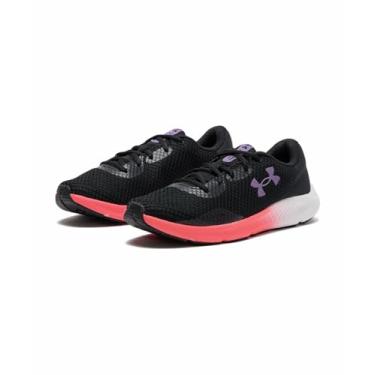 Imagem de Under Armour Charged Pursuit 3 Tênis de corrida feminino, Preto/Rosa Choque/Roxo Retrô, 34