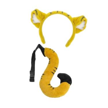 Imagem de UGPLM Conjunto de orelhas, faixa de cabeça e cauda, ​​cauda longa de pelúcia para desfiles de moda, presentes de dramatização, Tigre