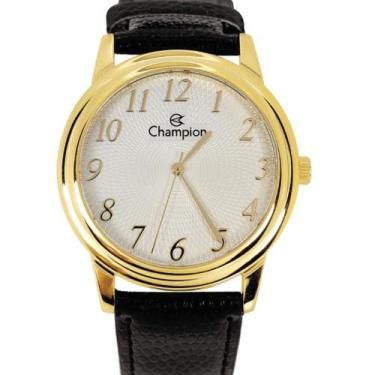 Imagem de Relógio Champion Masculino Social Dourado Pulseira de Couro