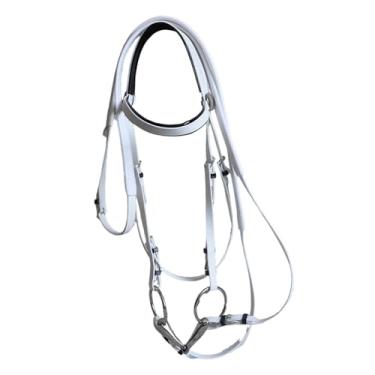 Imagem de Dynwave Rédea para cavalo com arreios, corda para montaria, confortável, aço inoxidável, anel de freio, correia para treinamento em fazenda, Branco 12.5cm