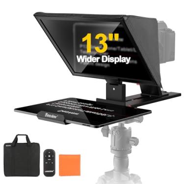 Imagem de Desview Teleprompter portátil P13 para câmera – Compatível com tablets de 12,9 polegadas, controle remoto sem fio, capô solar dobrável, leve (1,7 kg) para gravação de vídeo, vlogging, transmissão ao