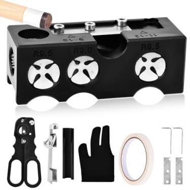 Imagem de Equivira Modelador de ponta de taco de bilhar 11 em 1, kit de substituição atualizado para pontas de sinuca para piscina, acessórios para substituição e modelagem de pontas de taco