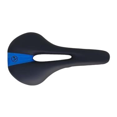 Imagem de Banco Selim Absolute Vazado Preto 270x145mm Bike Mtb Speed Cor:Preto/Azul