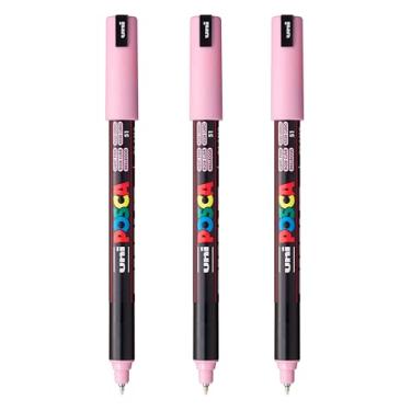 Imagem de posca Marcadores de tinta à base de água PC-1MR, ponta extrafina (0,7 mm), rosa claro, 3 unidades