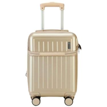 Imagem de Mala de Viagem de Bordo 8Kg Zíper EXPANSÍVEL Padrão ANAC Rígida Rodas duplas 360° Porta Copo Cadeado AntiFurto Resistente Espaçosa Entrada USB (Dourado)