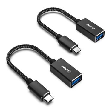 Imagem de Adaptador USB Tipo C Para USB 3.0 Fêmea, 2 Unidades, Conexão Rápida 5Gbps, Compacto, Plug And Play, Compatível Com Notebook, MacBook, Tablet E Smartphone USB-C