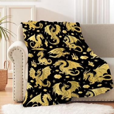 Imagem de Cobertor de dragão, presente para mulheres e crianças, roupa de cama leve e aconchegante de pelúcia macia para sofá, cama e sala de estar 101,6 cm x 127 cm para crianças