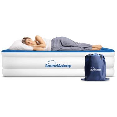Imagem de Colchão Inflável Casal, com tecnologia ComfortCoil e bomba de ar incluída, 110v, SOUNDASLEEP PRODUCTS, Azul