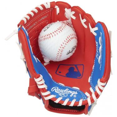Imagem de Luva de Beisebol Infantil Direita com Bola para Crianças de 3 a 5 Anos, Rawlings, Vermelha