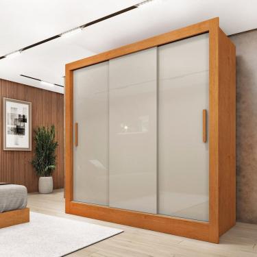 Imagem de Guarda Roupa Casal 3 Portas Taiffa 190cm Espresso Móveis Cinamomo /Off White