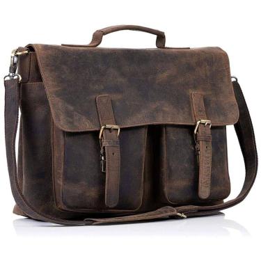 Imagem de Bolsa, Pasta de Couro para Laptop Unissex, KOMALC 8541569648, Marrom