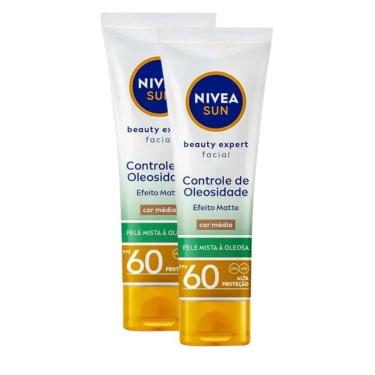 Imagem de Kit 2 Protetor Solar Facial Nivea Sun Beauty Expert Controle de Oleosidade FPS 60 Cor Média 50g