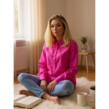 Imagem de Camisa Feminina Social Elegante Manga Longa Com Botões Blusa Formal Ma