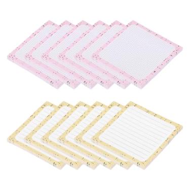 Imagem de PATIKIL Notas adesivas fofas, 7,5 x 7,5 cm, 12 blocos, 600 folhas, blocos autoadesivos post-its com linhas para sala de aula, escritório, suprimentos essenciais, amarelo creme/rosa creme