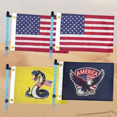Imagem de 4 bandeiras ATV de 30 x 45 cm, bandeiras de chicote para UTV, anexar a luzes de chicote ou bandeira de antena com mastros, dupla face de tecido de 3 camadas bandeira americana Dune Golf Cart bandeira