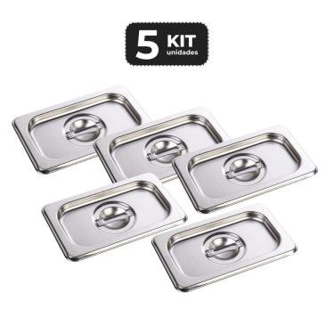 Imagem de Kit 5 Tampa Para Cuba Sem Recorte 1/4 Gn Para Buffet