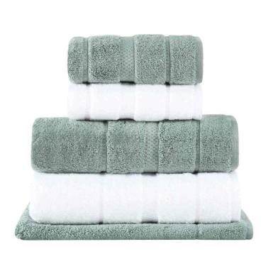 Imagem de Jogo de Toalhas de Banho com 05 Peças Vision Dual Air Branca e Verde - Buddemeyer